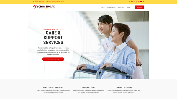 Screenshot of the Crossroads (Barnsley) Ltd website