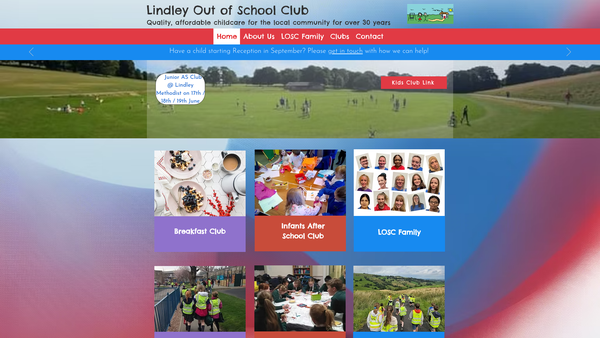 Screenshot of the Lindley Out-Of-School Club website