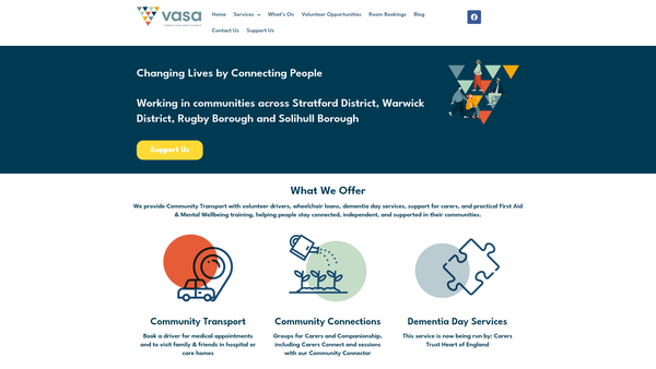 Screenshot of the Voluntary Action Stratford On Avon District website