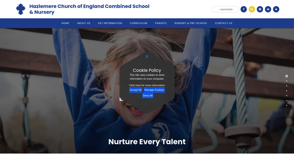 Screenshot of the Hazlemere Church Of England Combined School Fund website
