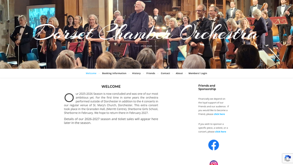 Screenshot of the The Dorset Chamber Orchestra website