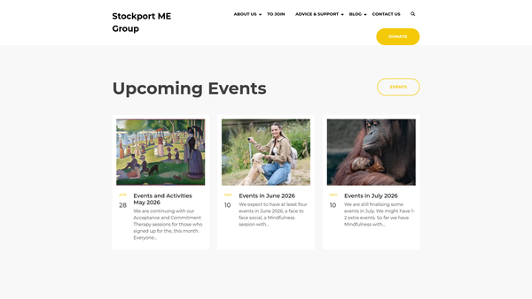 Screenshot of the Stockport M.E. Group website
