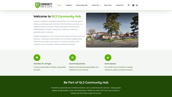 Screenshot of the Gl3 Community Hub Ltd website