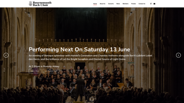Screenshot of the Bournemouth Bach Choir website
