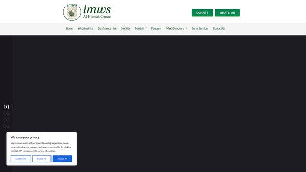 Screenshot of the The Indian Muslim Welfare Society website