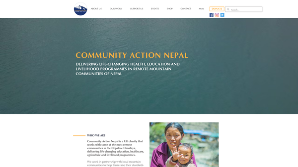 Screenshot of the Community Action Nepal website
