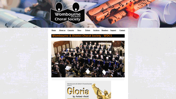 Screenshot of the Wombourne And District Choral Society website