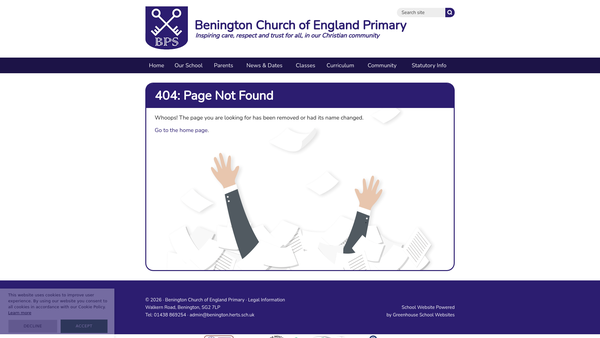 Screenshot of the Friends Of Benington School Association website