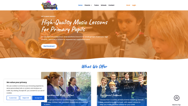 Screenshot of the The Music For Schools Foundation website