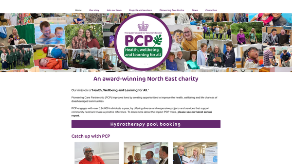 Screenshot of the Pioneering Care Partnership website