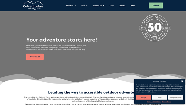 Screenshot of the The Friends Of The Calvert Trust (Lake District) website