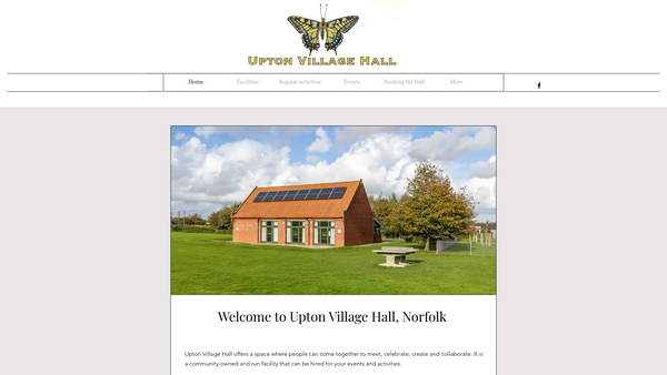Screenshot of the Upton Village Hall Group website