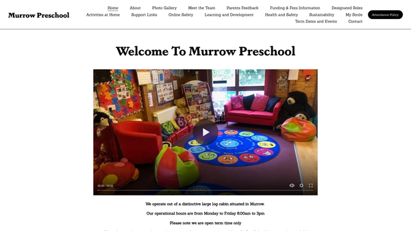 Screenshot of the Murrow Pre - School website