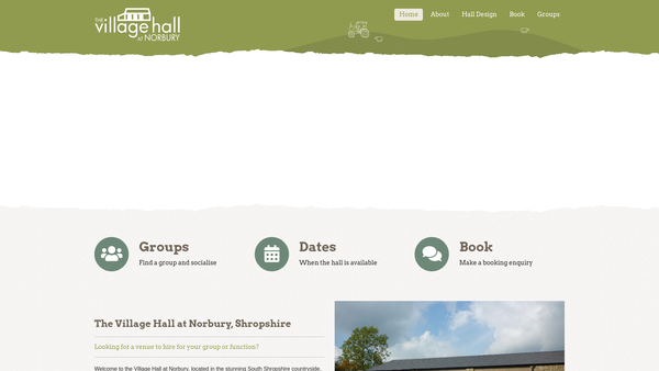 Screenshot of the Norbury Village Hall Charitable Trust website