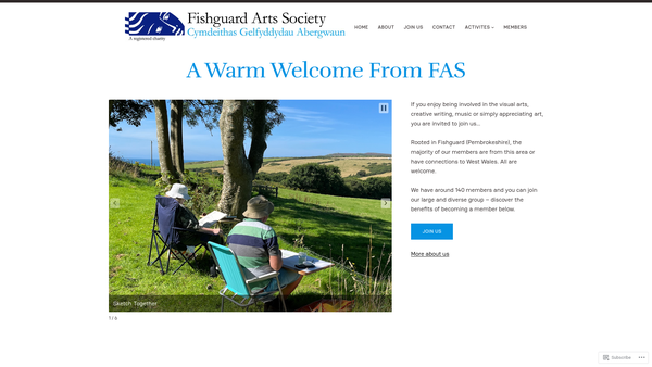 Screenshot of the Fishguard Arts Society website