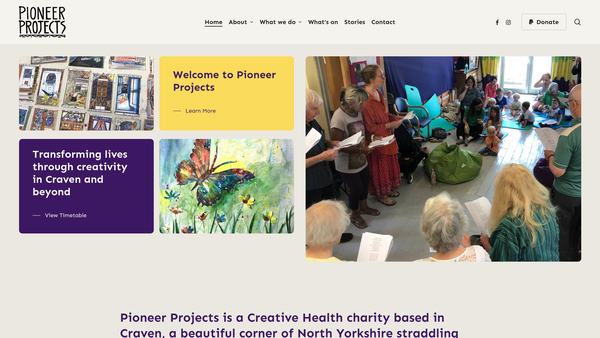 Screenshot of the Pioneer Projects (Celebratory Arts) Limited website