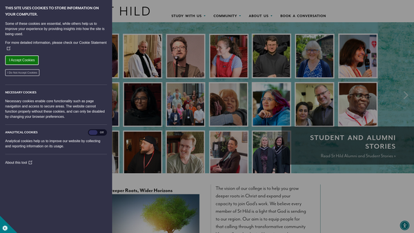 Screenshot of the St Hild College website