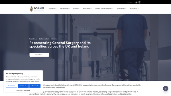 Screenshot of the Asgbi Charity website