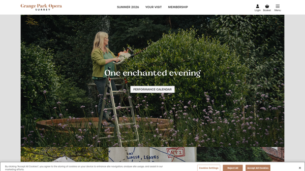 Screenshot of the Grange Park Opera website