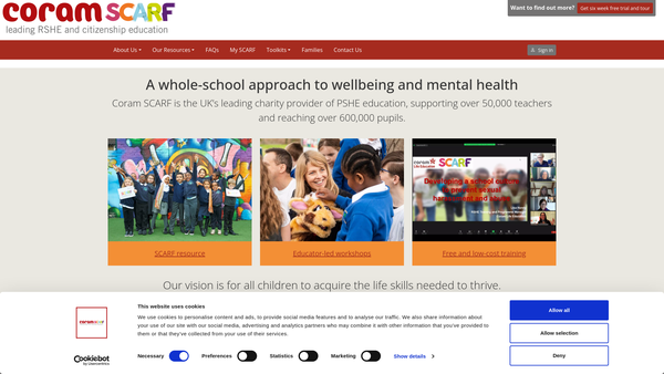 Screenshot of the Coram Life Education Hillingdon Limited website