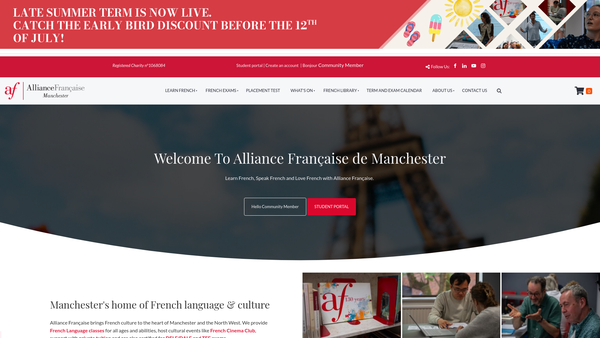 Screenshot of the Alliance Francaise De Manchester website