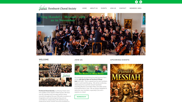 Screenshot of the Fernhurst Choral Society website