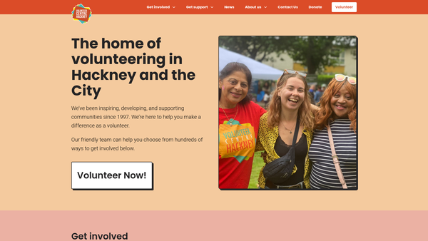Screenshot of the Volunteer Centre Hackney website