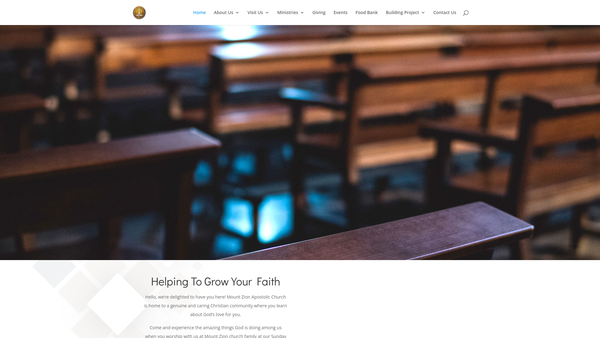 Screenshot of the Mount Zion Apostolic Church website