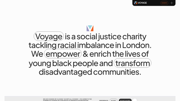 Screenshot of the Voyage website