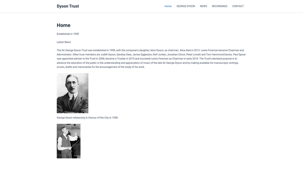 Screenshot of the The Sir George Dyson Trust website