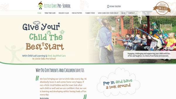 Screenshot of the Little Oaks Pre-School-Stoke Ferry website