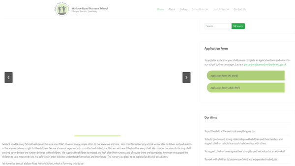 Screenshot of the Wallace Road Nursery School website