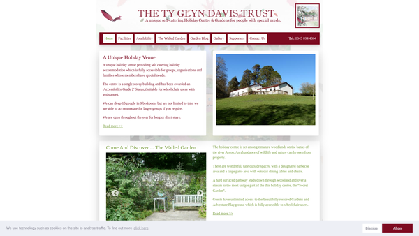 Screenshot of the The Ty Glyn Davis Trust Limited website