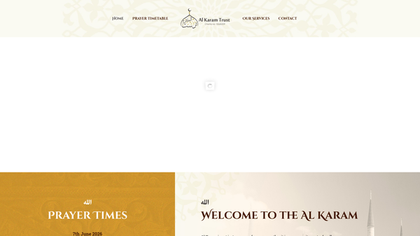 Screenshot of the Al-Karam Sunni Muslim Community Trust Of Milton Keynes website