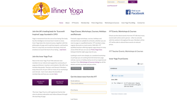 Screenshot of the The Inner Yoga Trust website