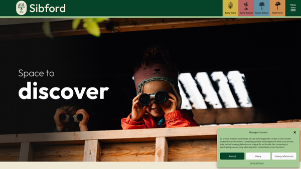 Screenshot of the Sibford School website