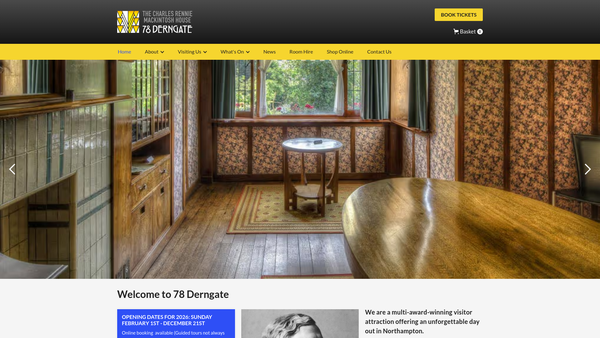 Screenshot of the The 78 Derngate Northampton Trust website