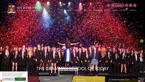 Screenshot of the Sir Henry Floyd Grammar School website