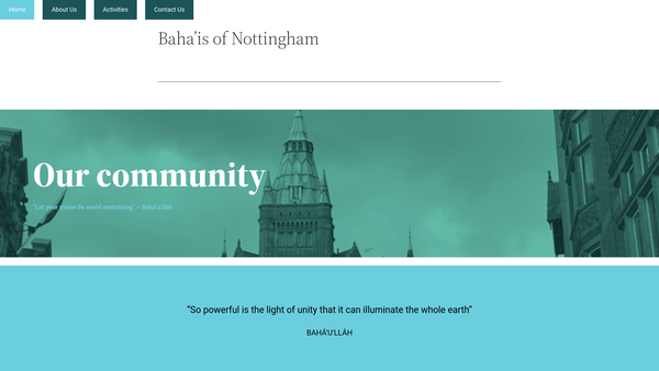 Screenshot of the Spiritual Assembly Of The Baha'is Of Nottingham website