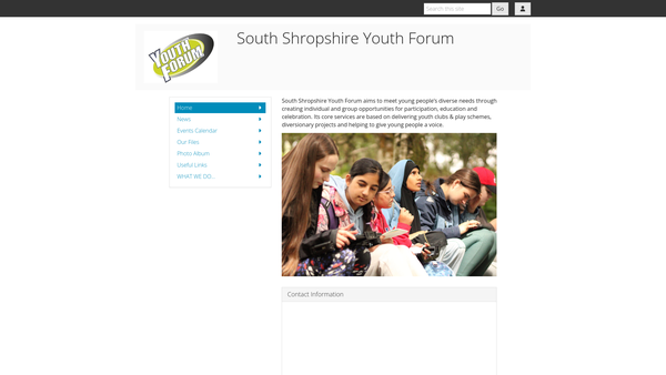 Screenshot of the South Shropshire Youth Forum website