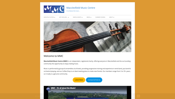 Screenshot of the Macclesfield Music Centre website