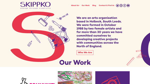 Screenshot of the Skippko Arts Team website