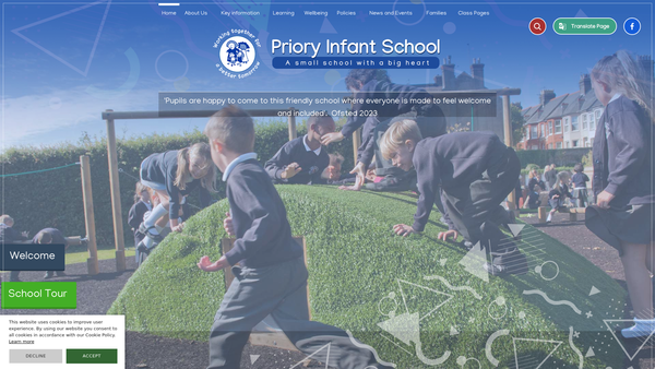 Screenshot of the Priory Infant School Parent, Teachers & Friends Association website