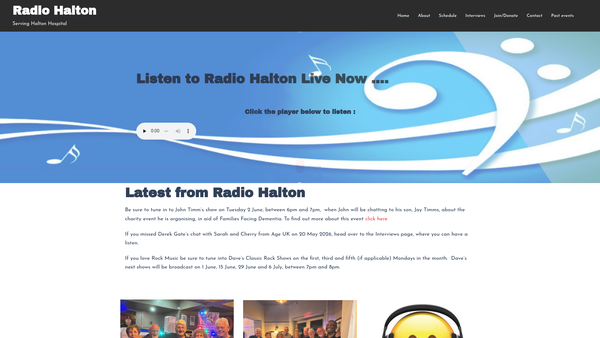 Screenshot of the Radio Halton website