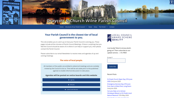 Screenshot of the Draycott Millennium Green Trust website