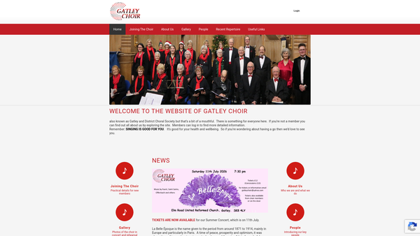 Screenshot of the Gatley And District Choral Society website