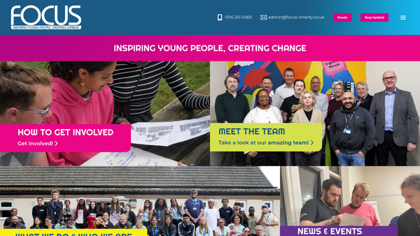 Screenshot of the Focus Charity website