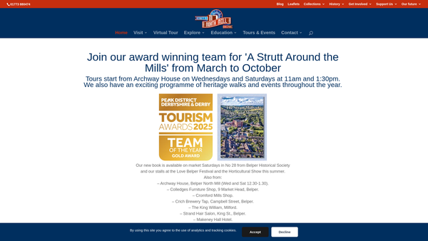 Screenshot of the Belper North Mill Trust website