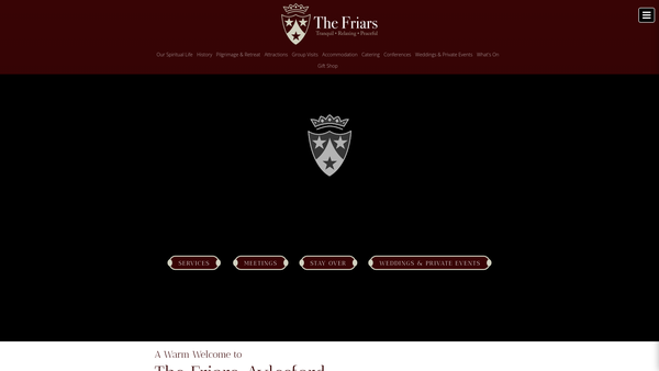 Screenshot of the The Friars, Aylesford website