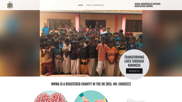 Screenshot of the Nainai Manimekalai Welfare Association website